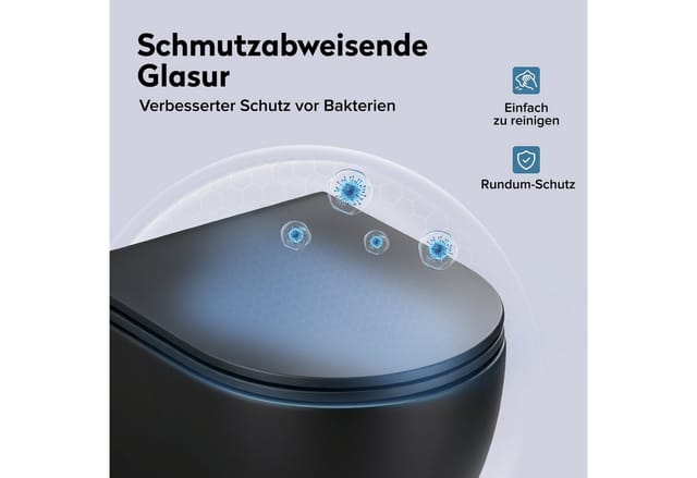 Hänge-WC Spülrandlos Hänge-Toilette mit Tiefspüler inkl. Soft-Close Absenkautomatik schwarz matt aus Keramik Wandmontage Aachen179 neu - Doporro