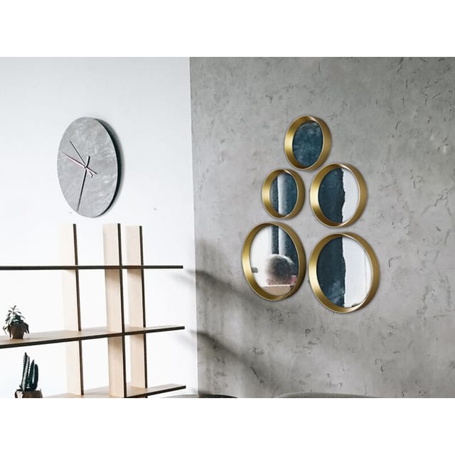 Mirrors And More - Deko Wandspiegel 5er Spiegel set mit Rahmen in Gold & Magnet zum Kleben