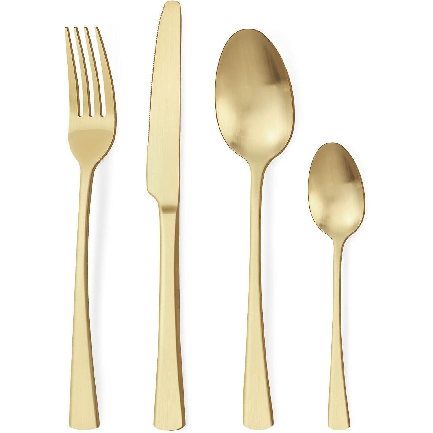 Besteck Set 24-teilig Champagner Gold Matt Für 6 Personen, Edelstahl, Spülmaschinenfest