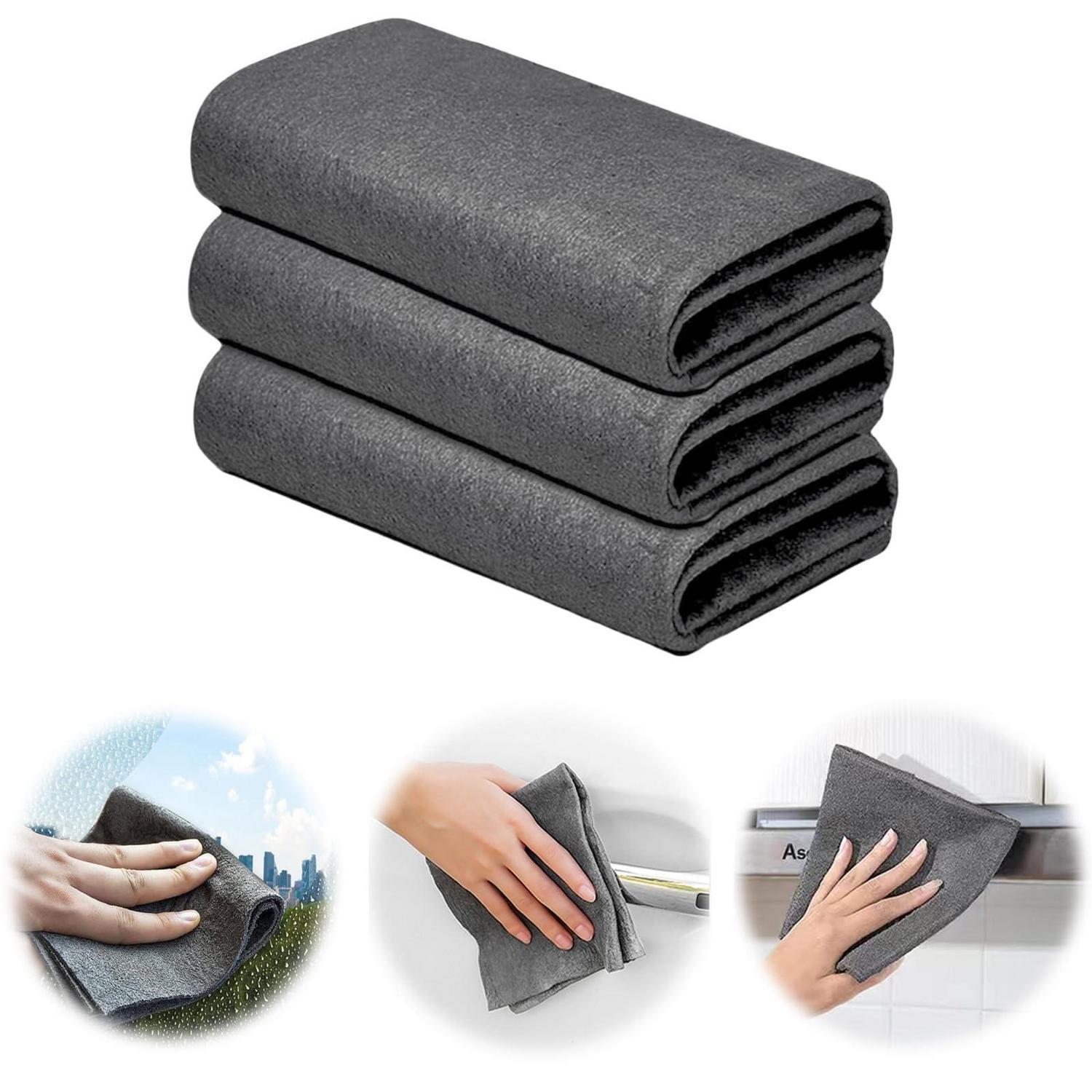 3x Verdickte Mikrofaser Reinigungstücher 20x25cm Grau