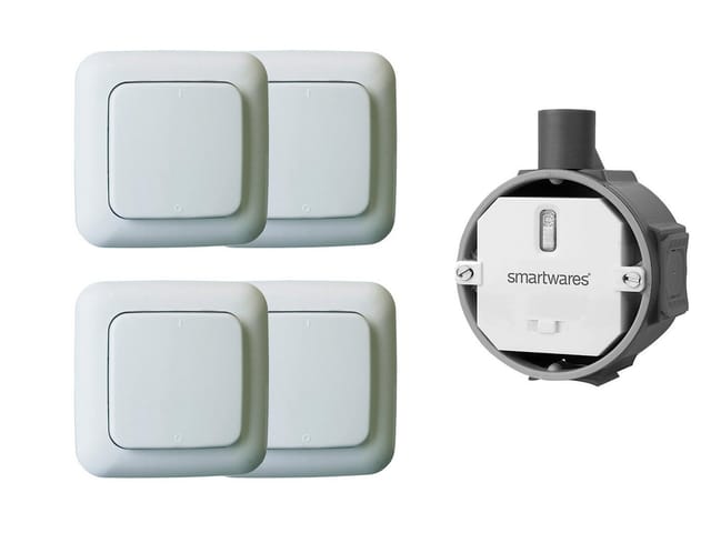 SmartHome Funk Schalter Set - Funk-Einbauschalter + 4 x Funk-Wandschalter Taster