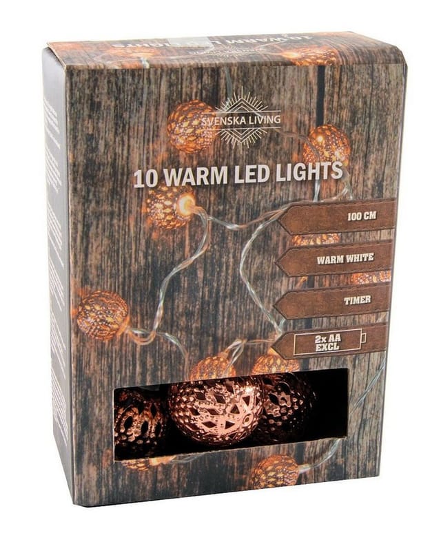 Spetebo - Kugel Lichterkette - 100 cm - Kupfer Kugeln 10 led warmweiß - Weihnachten Deko Innen