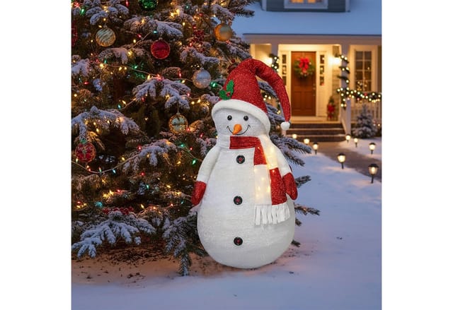 Spetebo - xxl Stoff Schneemann beleuchtet - 140 cm / 20 led - Garten Deko Figur mit Timer Funktion Batterie betrieben