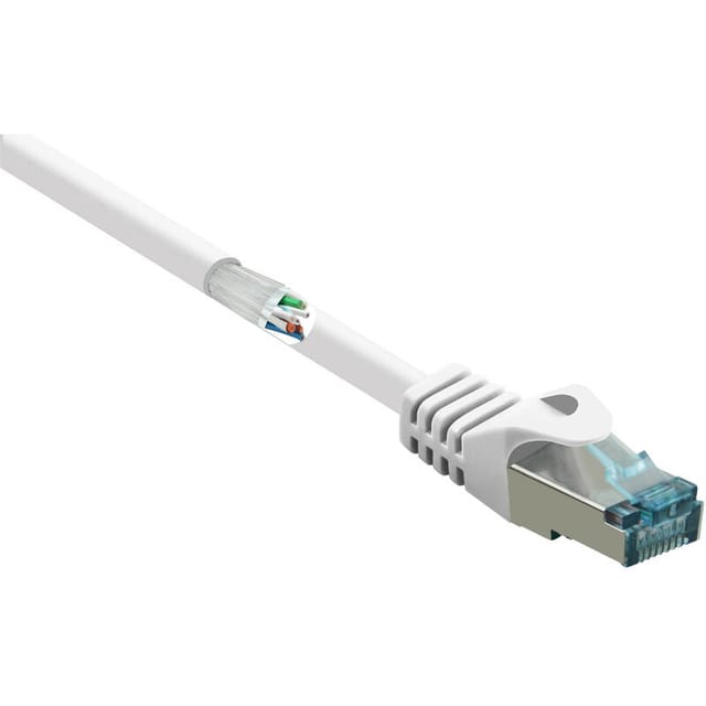 RF-5044036 RJ45 Netzwerkkabel, Patchkabel cat 6a s/ftp 5.00 m Weiß mit Rastnasenschutz, Fl - Renkforce