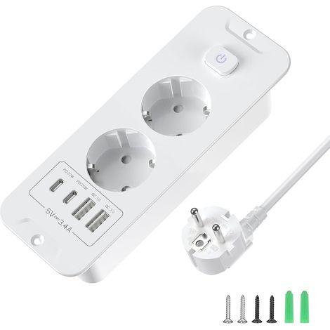 Versenkte 2-wege-steckdose Mit 2 Usb-anschlüssen Und 2 Meter Kabel