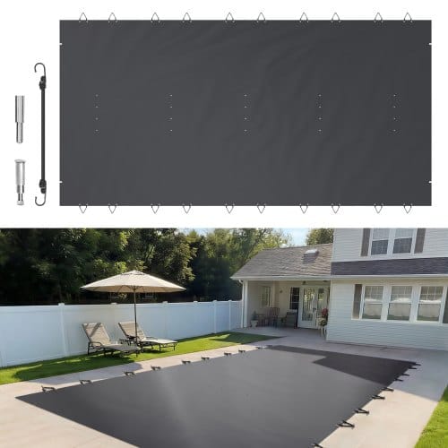 Pool Abdeckplane Rechteckig 4 X 8 M Schwimmbadabdeckung, Wasserdicht Holzkohle-farbe Abdeckplane Für Pool, Schmutzabweisende Winterabdeckplane Rechteck Poolplane, Pvc-material Poolabdeckung - Vevor