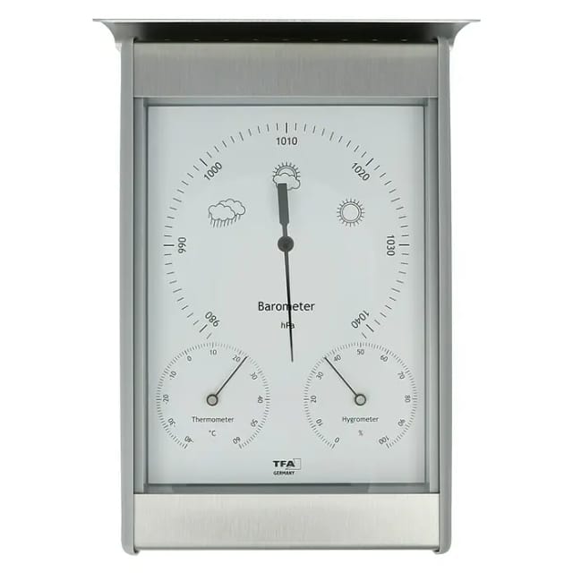 Wetterstation H215xB145xT70mm silber/weiß Alu/KU f.innen/außen TFA
