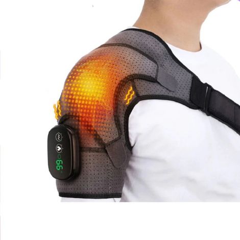 Elektrisches Schultermassagegerät Mit Heiz- Und Vibrationsfunktion Und Stützgurt