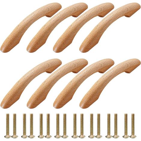 Set Mit 8 Holzgriffen Für Möbel, Türen, Schränke, Küchen Und Schubladen.