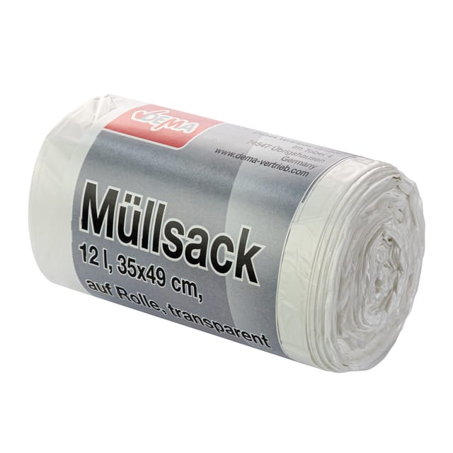 Dema - Müllbeutel Abfallsack Mülleimer Tüte 12 Liter 35 x 49 cm 40er Rolle transparent
