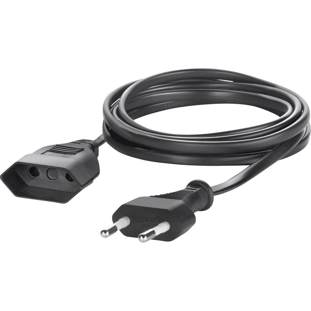 Sygonix - SY-5042682 Strom Verlängerungskabel Schwarz 2.00 m H03VVH2-F 2X 0,75 mm²