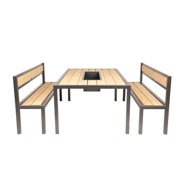 Sitzgarnitur aus Lärche naxos - 200 x 43 cm Made in Germany Terrassentisch Gartenmöbel Ausziehbar Outdoor - Home Deluxe