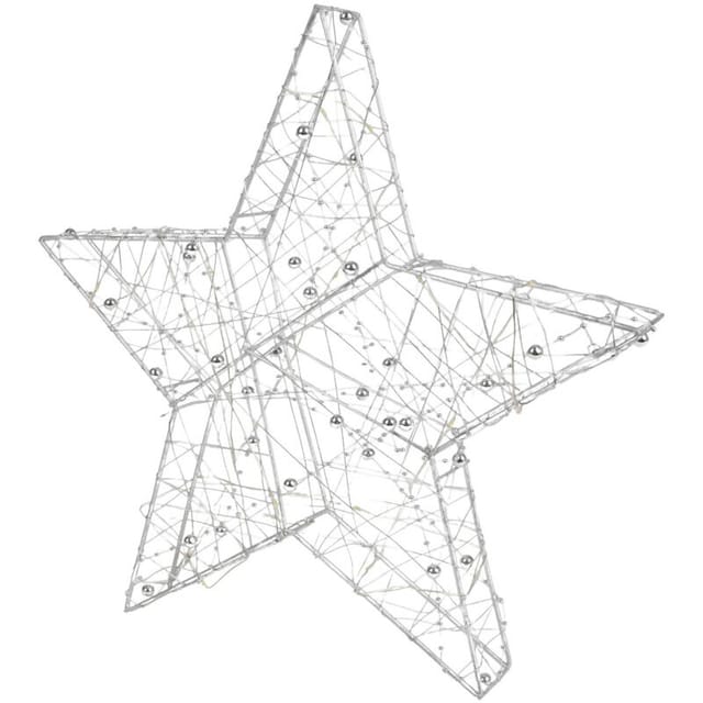 Buri - Drahtstern mit led Beleuchtung H=33cm gold silber Weihnachtsdeko Weihnachtsstern - silber