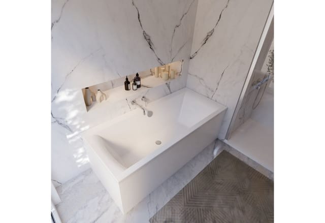 Badewanne Onda - 170x75 cm, aus hochwertigem Sanitäracryl, Weiß glänzend, Komplett Set inkl. Wannenträger und Ablauf - Schulte