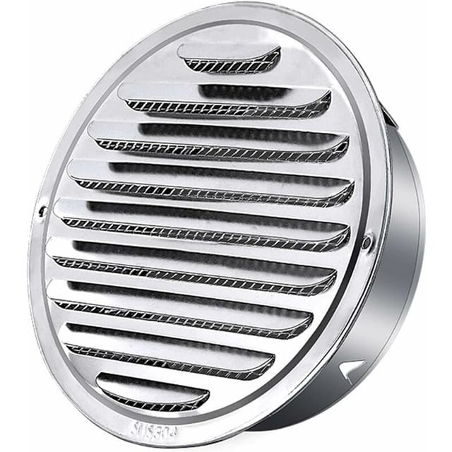CHOYCLIT 120 mm Edelstahl-Lüftungsgitter, rund, Entlüftungsgitter für Wand/Decke, Auslass, Lüftungswandhaube mit Insektennetz für Küchenmöbel