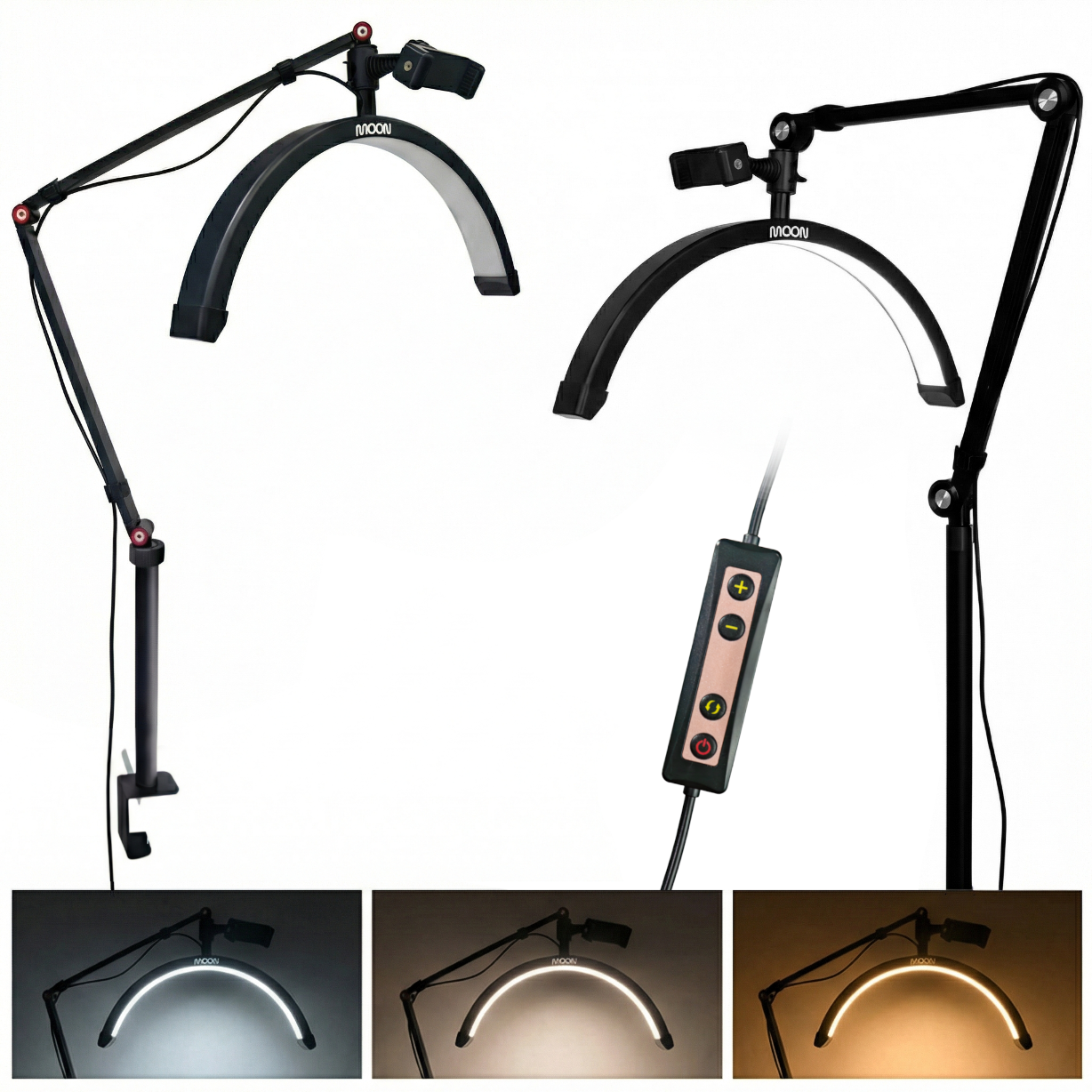 Led-kosmetiklampe Mondbogen 20w Für Wimpernverlängerung, Schreibtisch, Schwarz, 42 Cm
