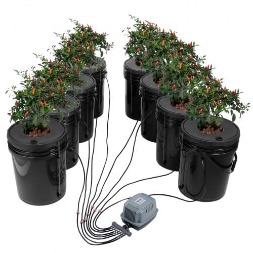 Dwc Hydroponics Grow System, Hydroponisches Anbausystem, Deep Water Culture 5-gallonen 8 Eimer, Dwc-system Mit Luftpumpe, Luftsteinen Und Wasserstandsanzeige Für Blattgemüse