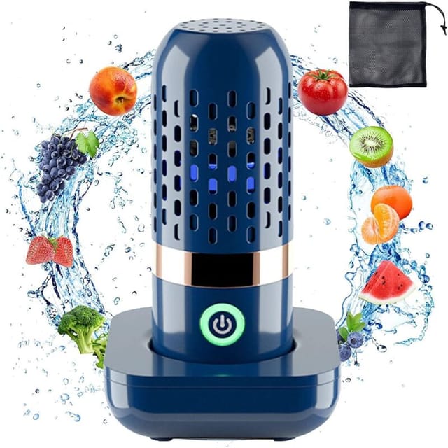 Obst- und Gemüse-Reinigungsmaschine, kabellose tragbare Obst- und Gemüse-Reinigungsmaschine mit Netzbeutel, Lebensmittelreiniger mit
