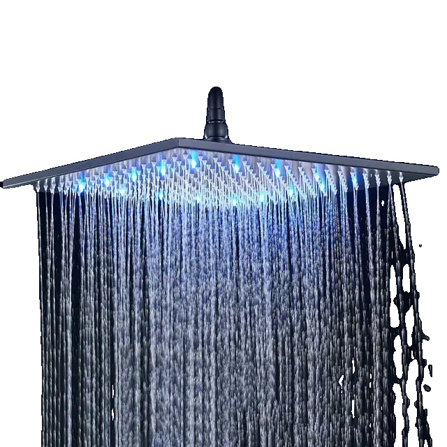 Duschkopf, Farbwechselnde Led, Regeneffekt, 40,6 Cm (16 Zoll), Schwarz