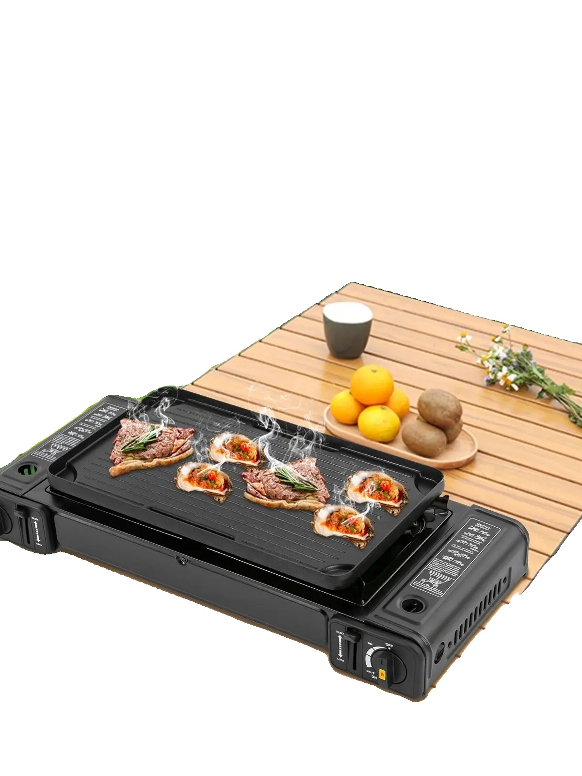 Campingkocher, Doppelbrenner, Tragbares Design, Schwarz