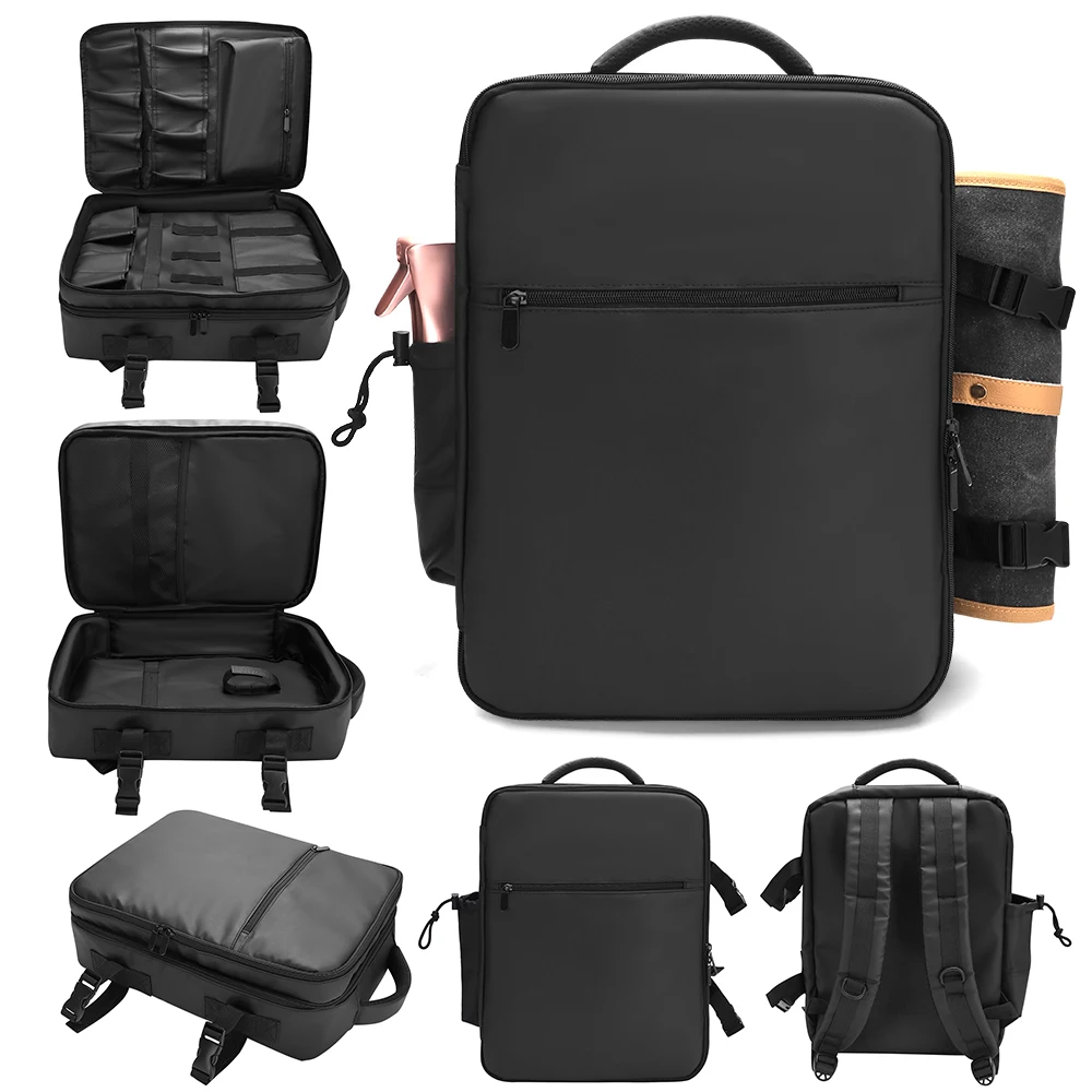 Friseur-rucksacktasche Für Accessoires, Geräumig, Schwarz, Premium