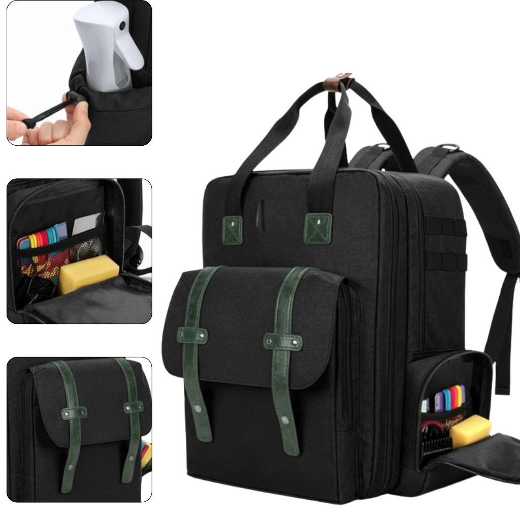 Friseur-rucksacktasche Für Accessoires, Geräumige Schwarze Satchel