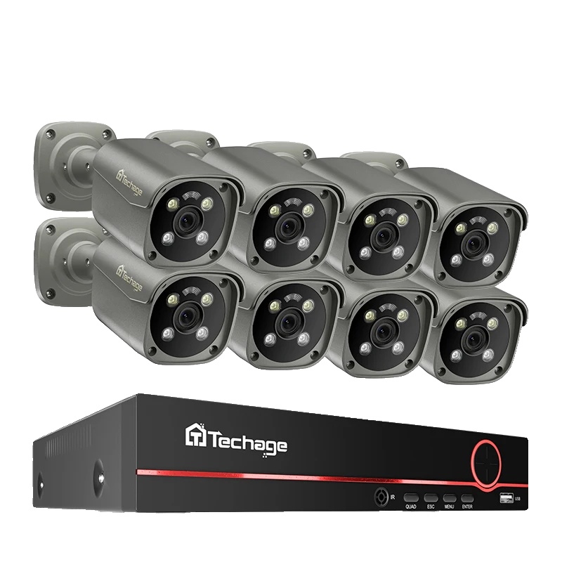 Sicherheitskamerasystem, 8-mp-auflösung, Nachtsichtfunktion, 8-kanal-nvr Und 8 Kameras, 1 Tb