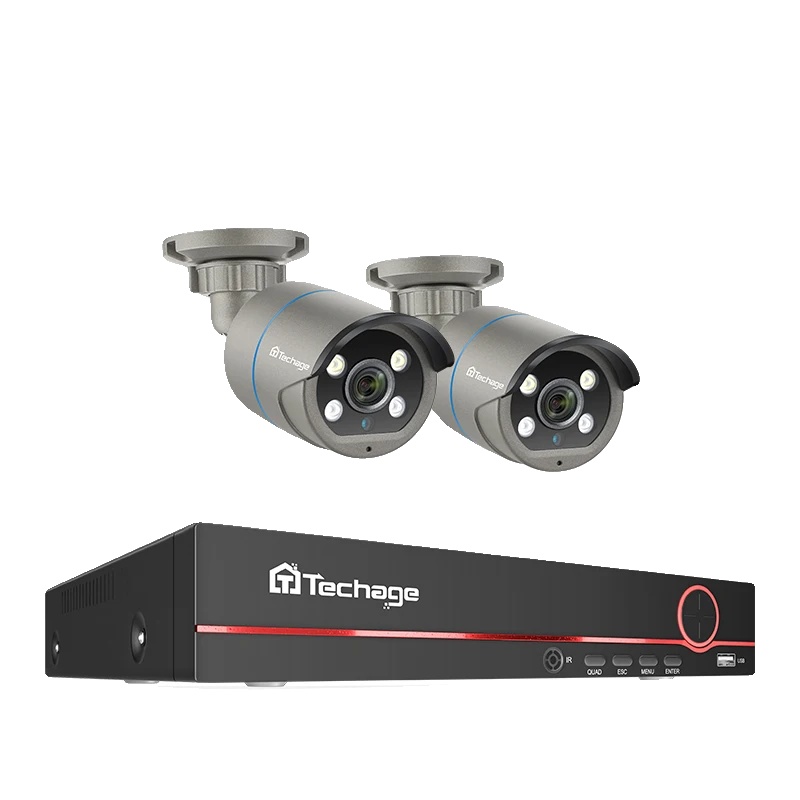 Überwachungssystem, 8 Kanäle, H.265-videokomprimierung, 8-kanal-nvr Und 2 Kameras, 3 Tb Integrierte Festplatte