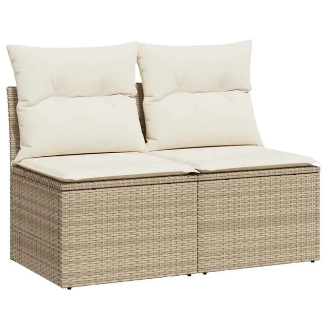 2-tlg. Garten-Sofagarnitur mit Kissen Beige Poly Rattan Akazie - Vidaxl
