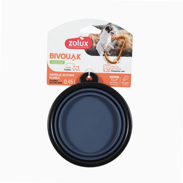 Zolux - Faltbare Reise-Schüssel Bivouak aus blauen Silikon 450 ml –