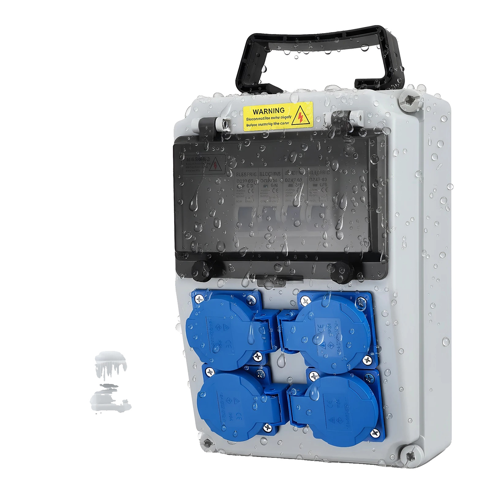 Elektroverteilerkasten, Ip44 Wasserdicht, 4 Schuko-steckdosen, Blau