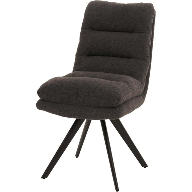 Neuwertig] Esszimmerstuhl HHG 481, Küchenstuhl Stuhl, drehbar Auto-Position Stoff/Textil Bouclé mvg dunkelgrau