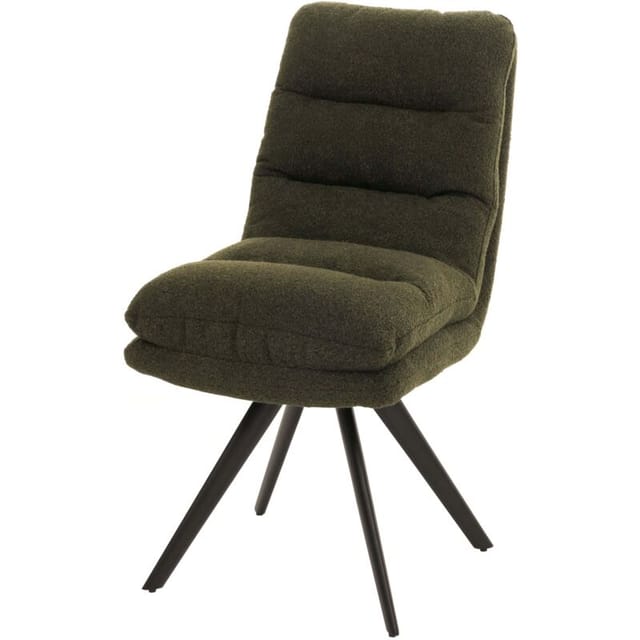 Neuwertig] Esszimmerstuhl HHG 481, Küchenstuhl Stuhl, drehbar Auto-Position Stoff/Textil Bouclé mvg grün