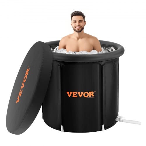 Eisbadewanne, 85 Cm Langes Tauchbecken Für Kaltwassertherapie Für Sportler, Tragbares Outdoor-eisfass-tauchbecken Zur Erholung, 398 L Aufblasbare Faltbadewanne Mit Abdeckung Für Erwachsene