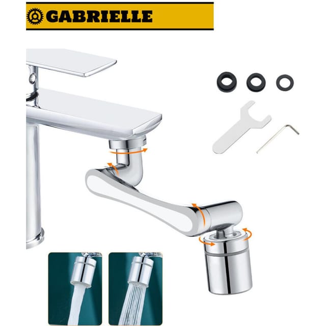 Gabrielle - 1440° drehbarer Wasserhahn-Begleiter, Wasserhahnbelüfter mit 2 Sprühmodi, universeller Wasserhahn-Verlängerungsadapter, Messinggehäuse,
