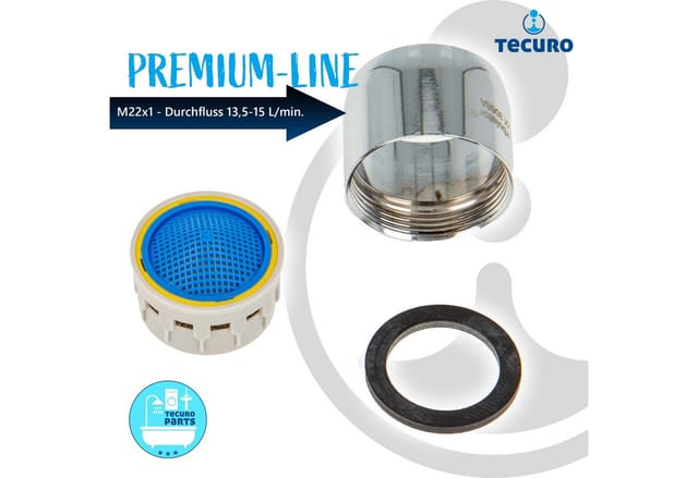 Tecuro - premium Mischdüse Strahlregler M22x1 ig, Durchflussklasse a: 13,5 - 15,0 l/min, verchromt