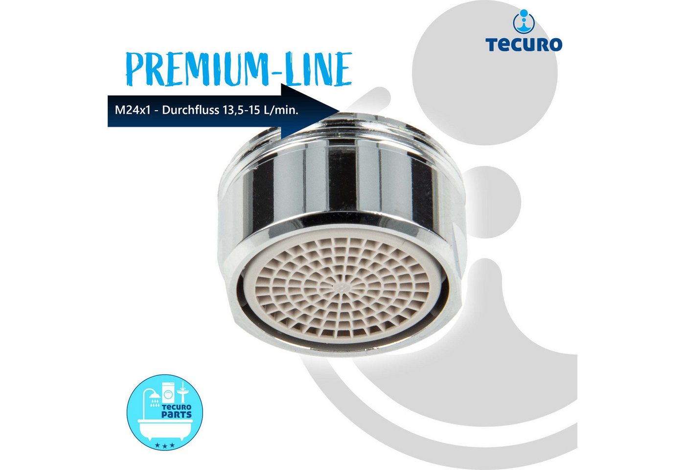 Tecuro - premium Mischdüse Strahlregler M24x1 ag, Durchflussklasse a: 13,5 - 15,0 l/min, verchromt Bild 5