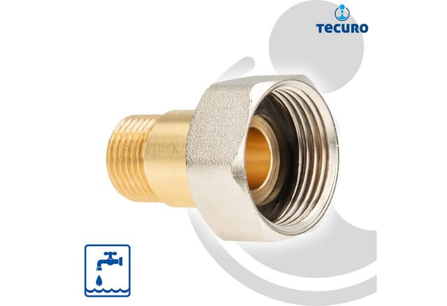 Tecuro - Verschraubung 1 Zoll Überwurfmutter x 1/2 Zoll Außengewinde - Messing CW617N