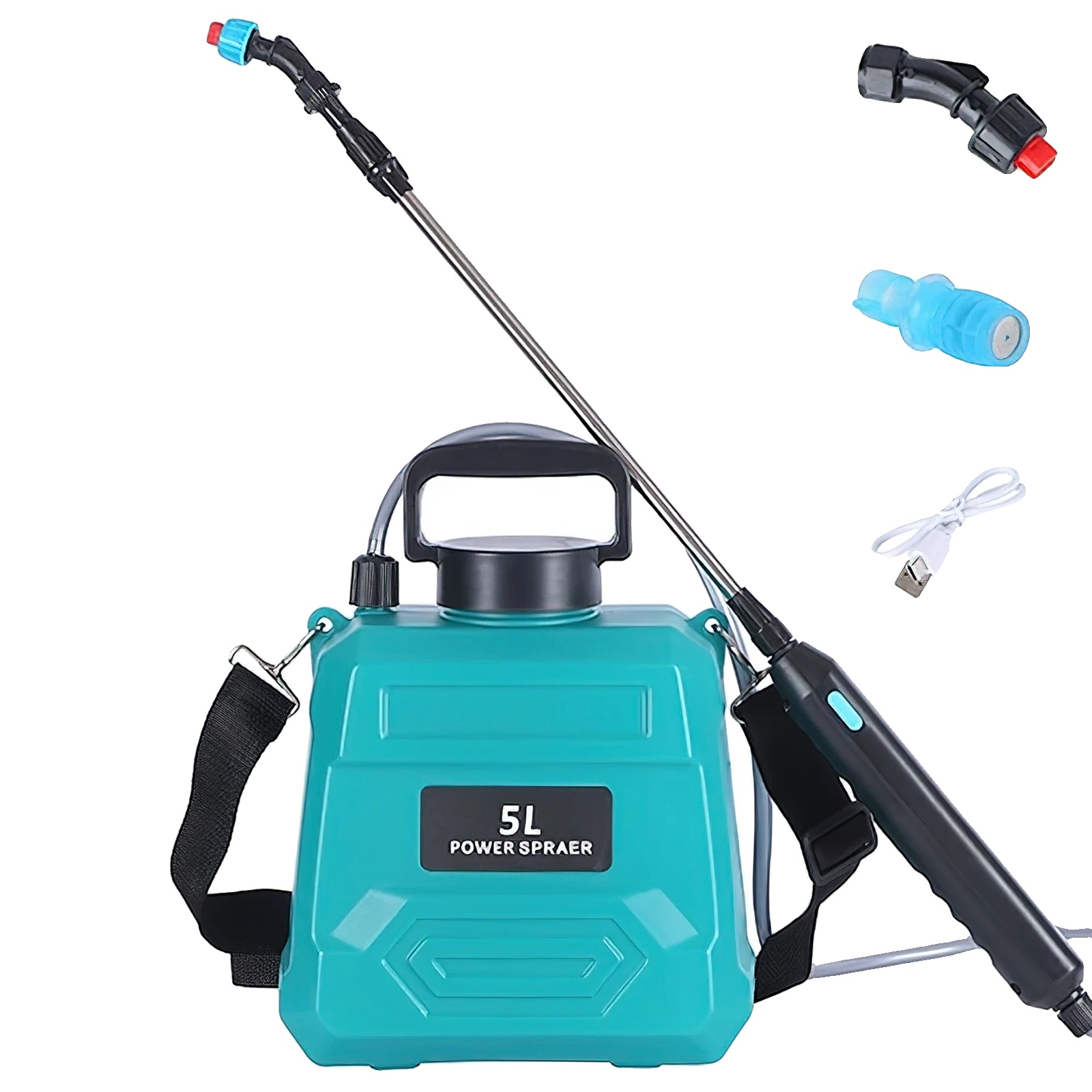 Akkubetriebene Gartenspritze, Leichtes Rucksackdesign, 5 L, Dunkelblau