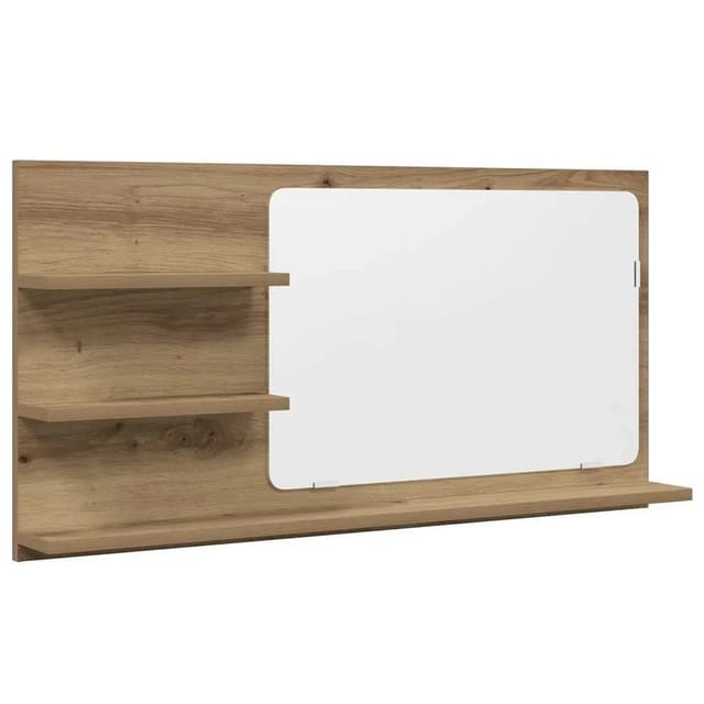 Badspiegel mit Ablagen Artisan-Eiche 90x11x45 cm Holzwerkstoff Vidaxl