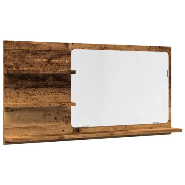 Badspiegel mit Ablagen Altholz-Optik 90x11x45 cm Holzwerkstoff Vidaxl