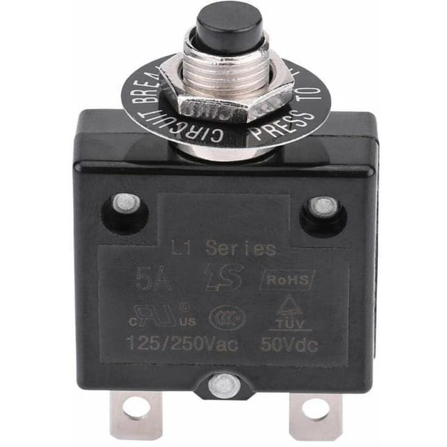 Hochwertiger 5A Thermischer Reihenschalter mit optionaler Reset-Funktion, 125-250V AC / 50V DC, Schutzschalter mit Druckknopf gegen Überlastung