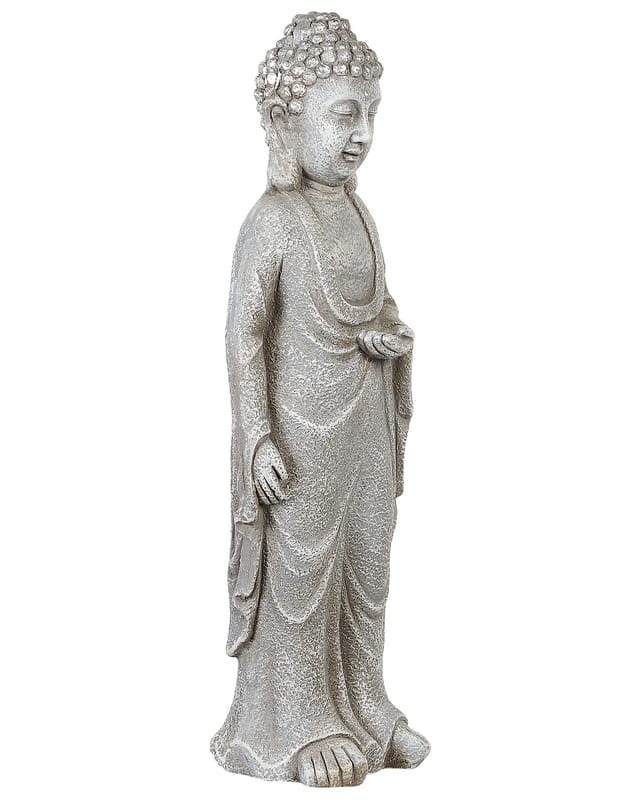 Beliani - Dekofigur Buddha Grau aus Leichtbeton 70 cm Outdoor Außenbereich Gartendeko Dekoration Wohnaccessoires