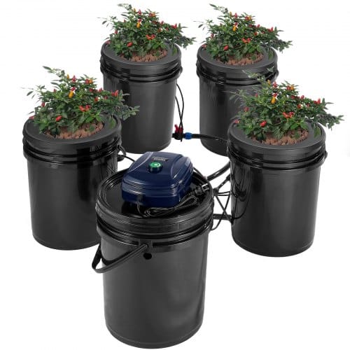 Rdwc Hydrokultur-anbausystem, Hydrokultur-anbauset Mit Top Drip, Umwälz-tiefwasserkultur, 4 Schnallen Und 1 Reservoir, Mit Luftpumpe Und Wasserstandsanzeige Für Blattgemüse
