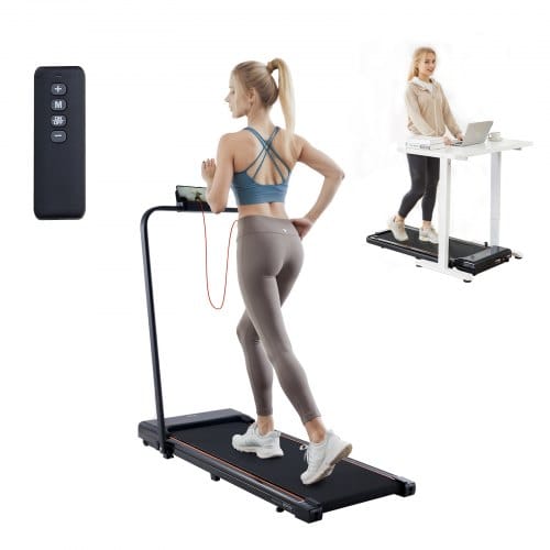 Walking Pad Laufband Unter Den Schreibtisch, Laufband Zum Arbeiten, Klappbares Laufband Mit 120 Kg Tragkraft, Tragbares 2 In 1 Pad Mit 2,5 Ps, Griffstange Fernbedienung Led-anzeige 1-10 Km/h
