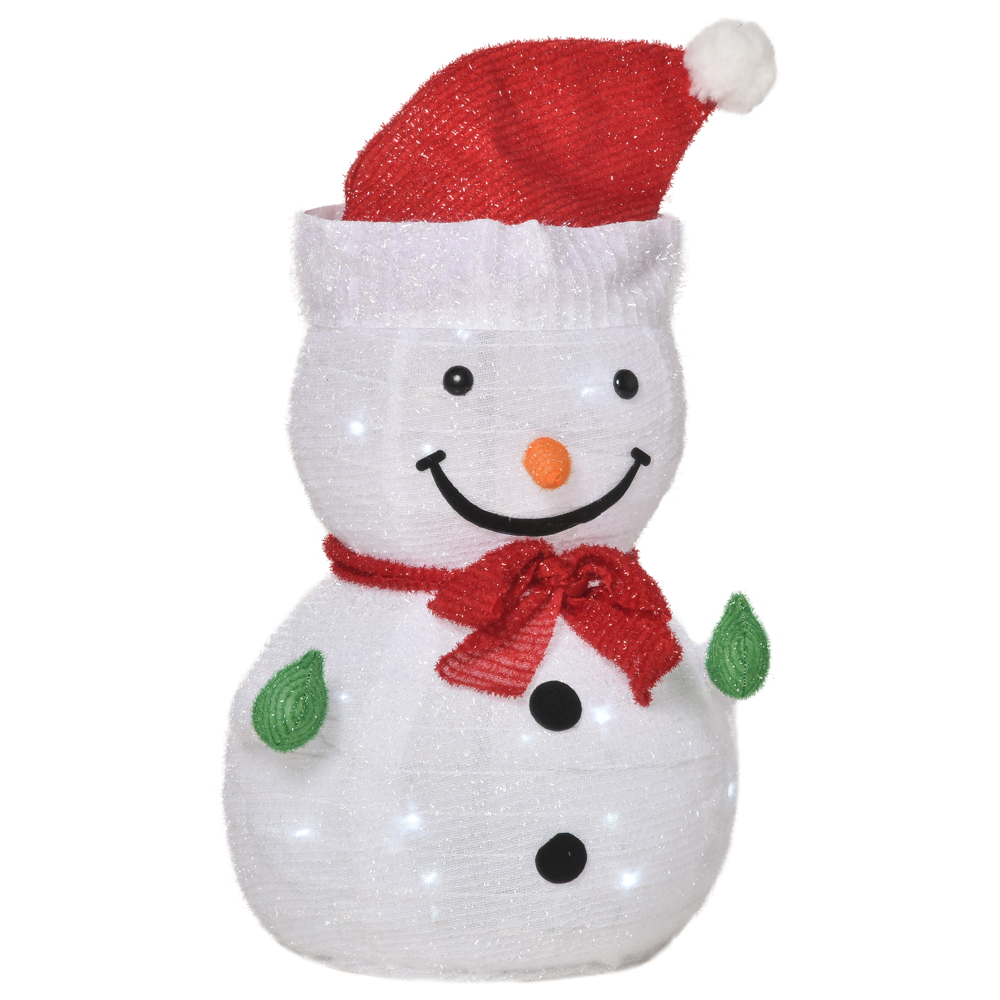 Dekorativer Schneemann Für Den Außenbereich. Beleuchtete Weihnachtsdekoration Mit Leds, 30 Cm X 30 Cm X 51 Cm, Rot Und Weiß.