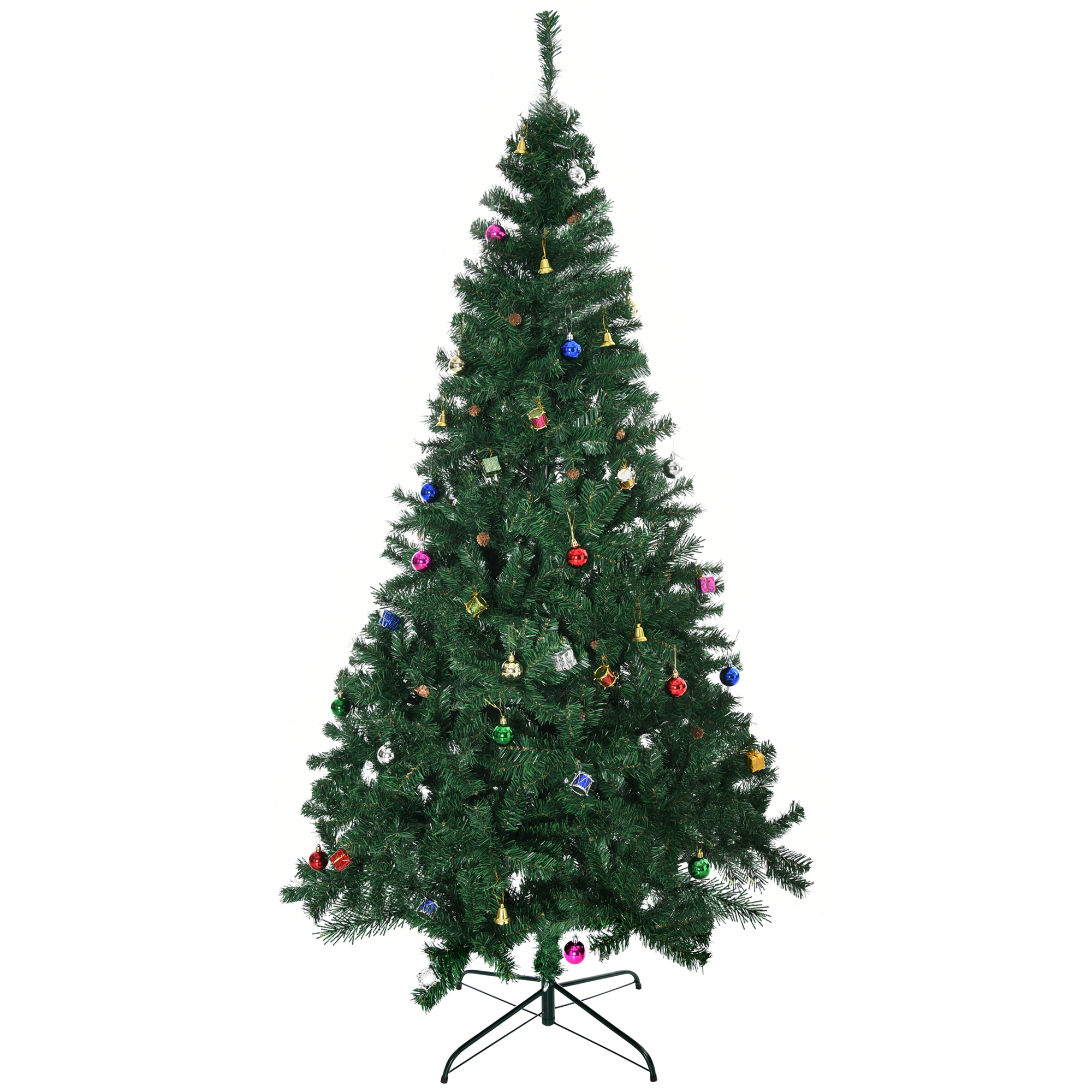 Künstlicher Weihnachtsbaum (210 Cm) Mit 1036 Zweigen, Dekoration, Tannenzapfen, Für Den Innenbereich, Grün