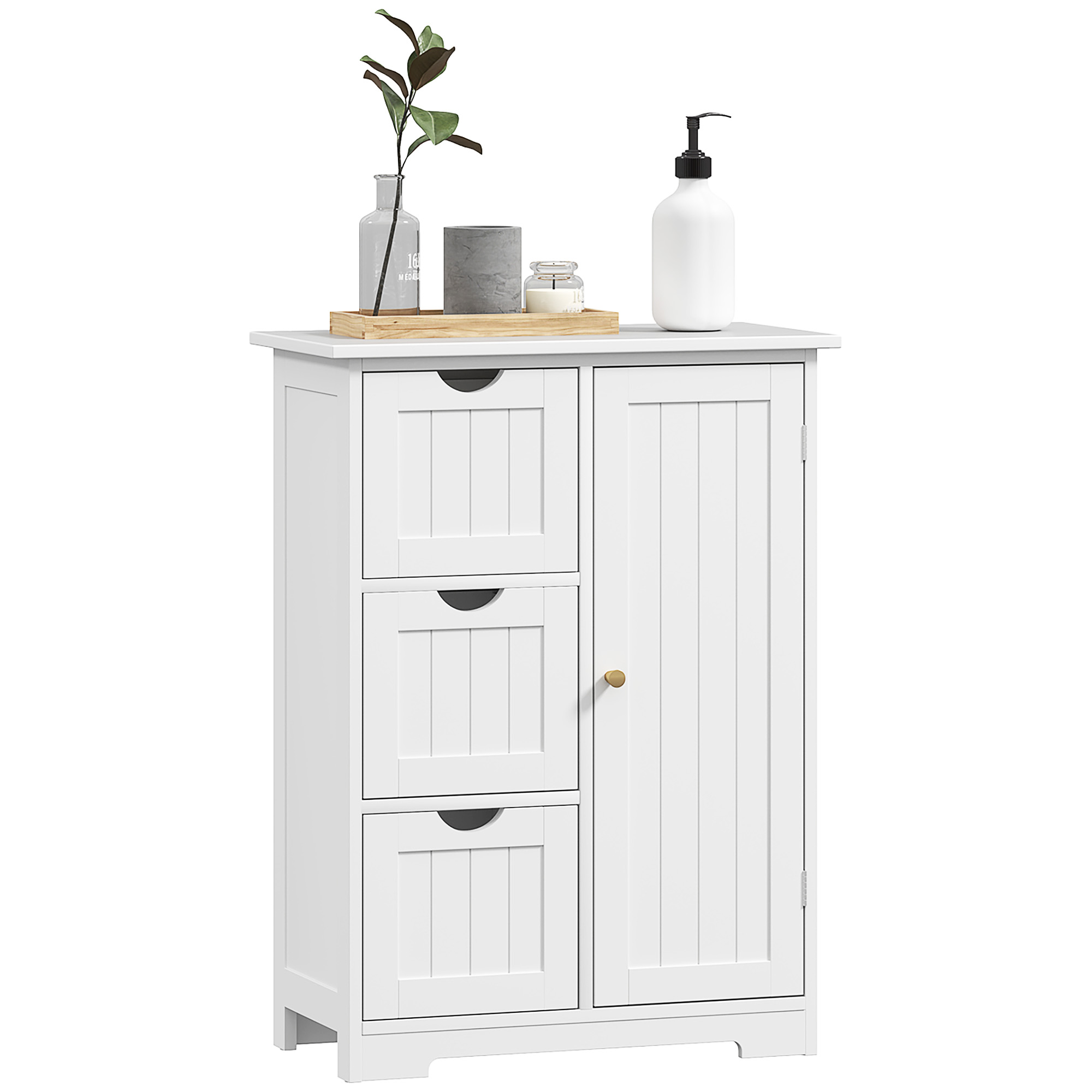 Badezimmerschrank, Kommode, 3 Schubladen, Ablage, Mdf, Weiß