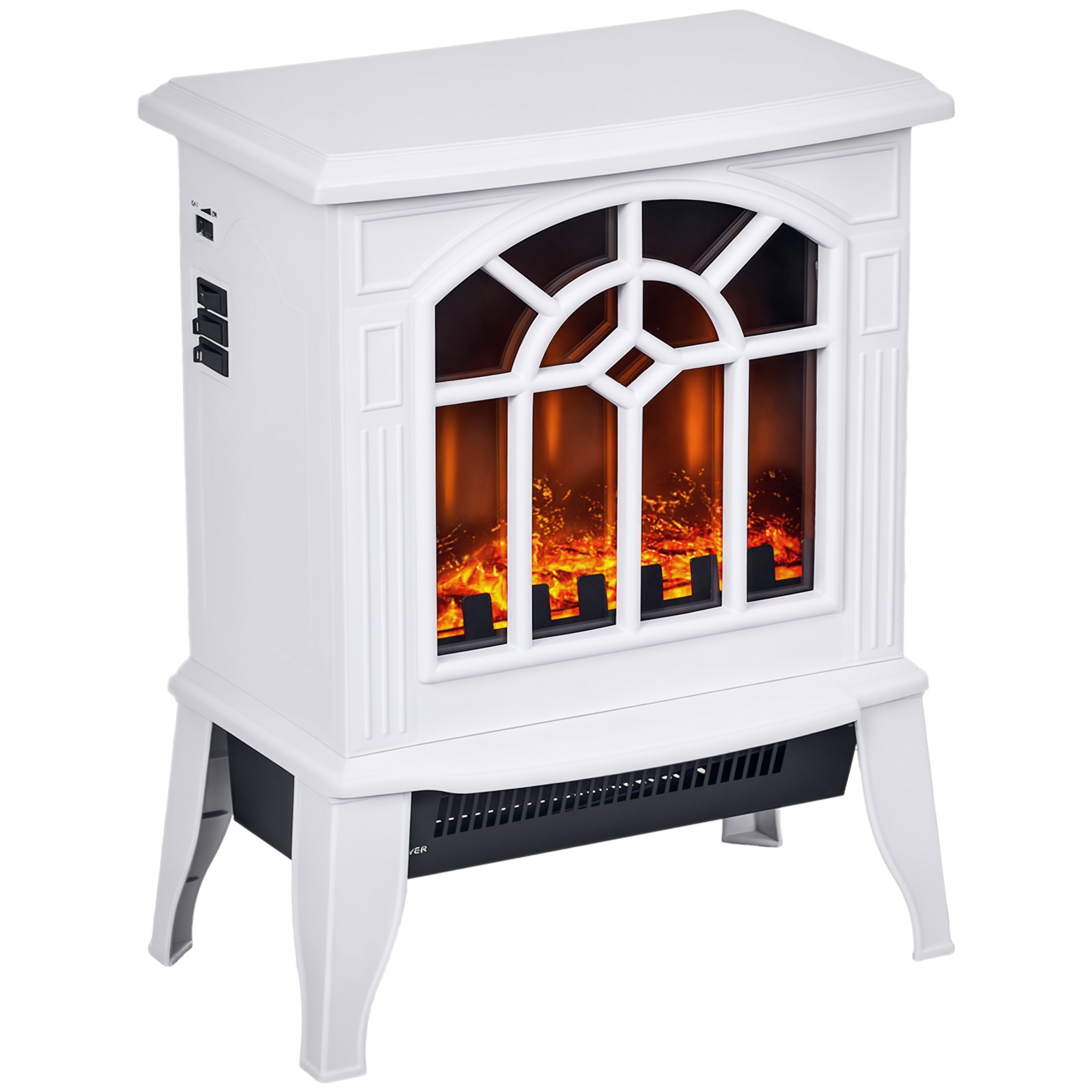 Dekorativer Kamin 1000 W/2000 W Mit Led-flammen Und Einstellbarer Temperatur Für 15–20 M², 36,5 X 24 X 46 Cm, Weiß