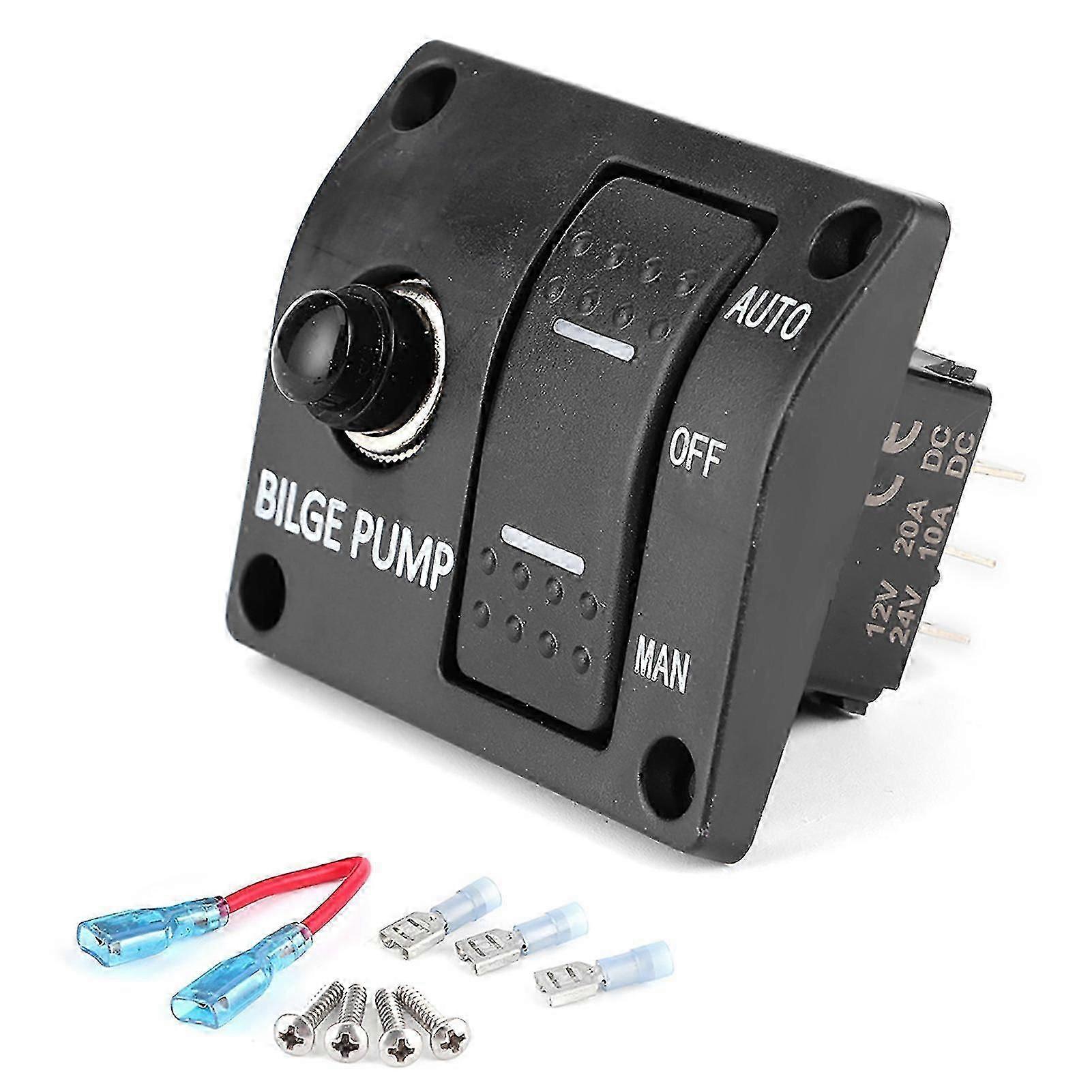 3-wege-bedienfeld Für Bilgenpumpe, Automatischer/manueller Stopp, 12v/24v, Mit Led-anzeige Und Integriertem 15a-leistungsschalter.